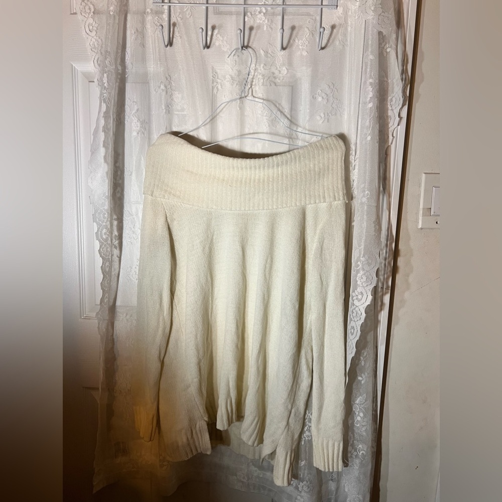 Women’s Coquette off white off the shoulder sweater, White Sky, Size M